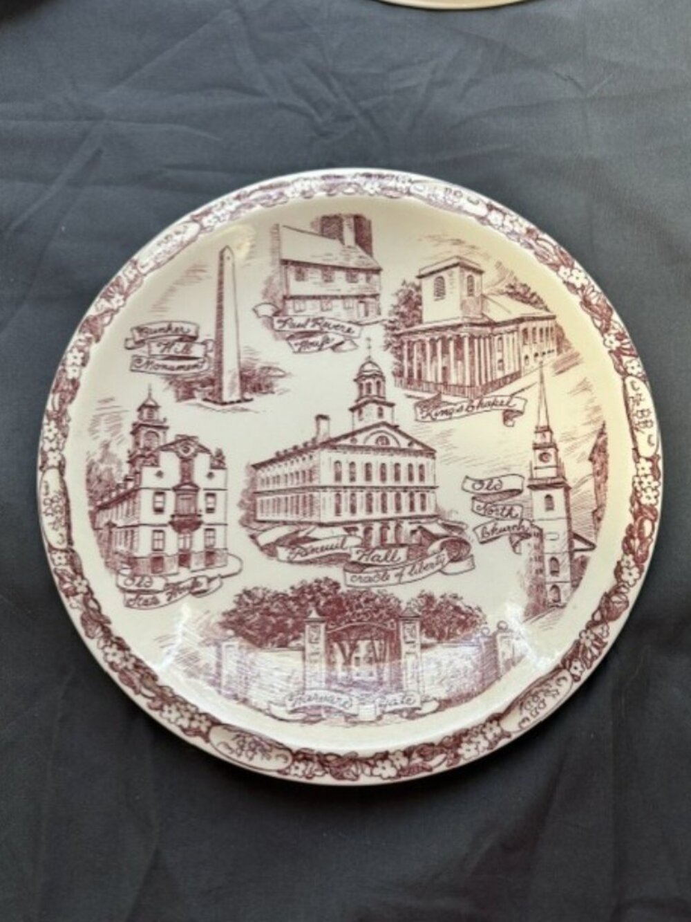 Vintage Vernon Kilns Souvenir Collector Plate Boston MA Landmarks 10.5"